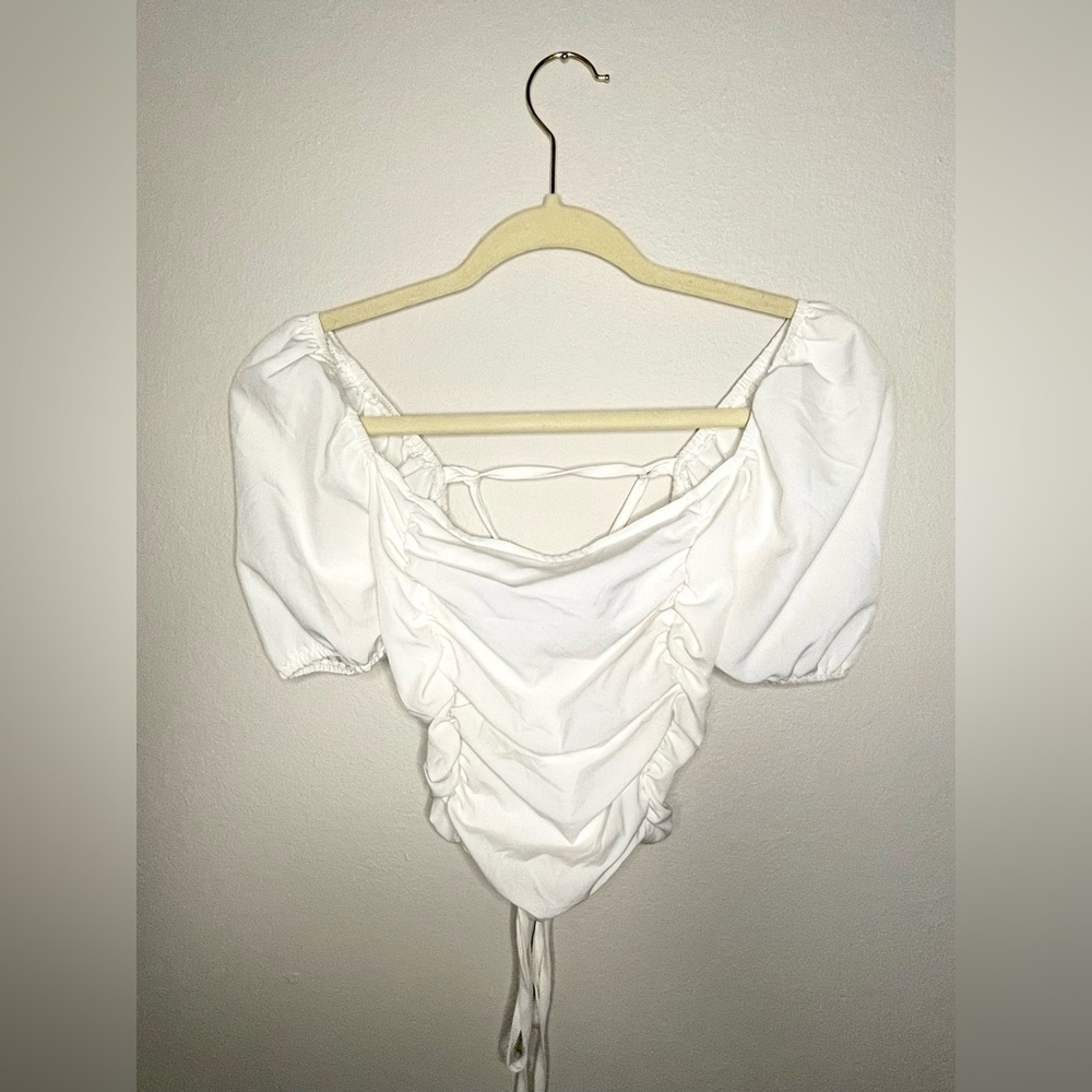 White open back tie top